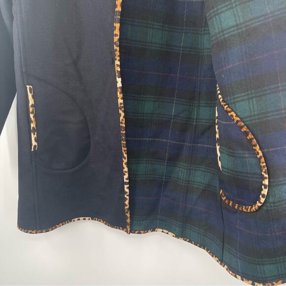 SOFT SURROUNDINGS Reversible Coat Size Small Plaid Leopard Black Wool Blend NWT - Picture 9 of 14